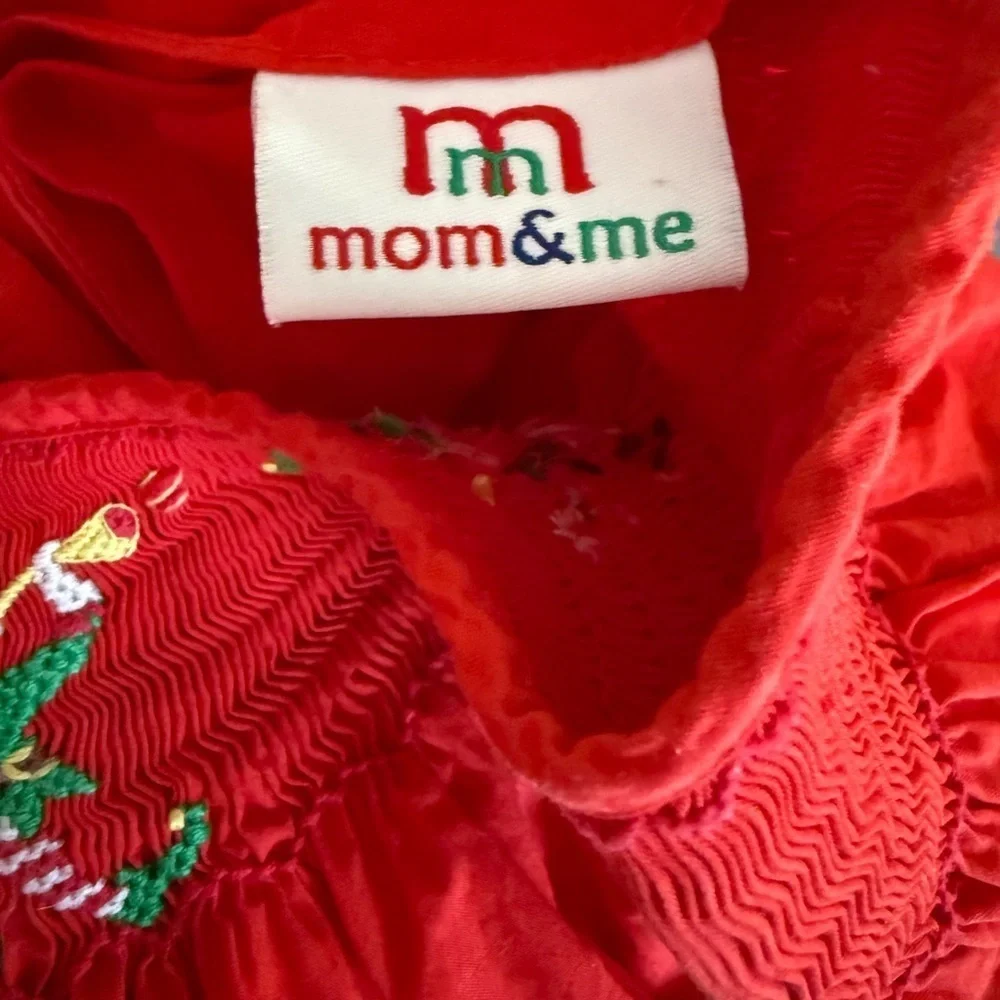 Mom & Me Smocked Christmas Elf Bishop Dress